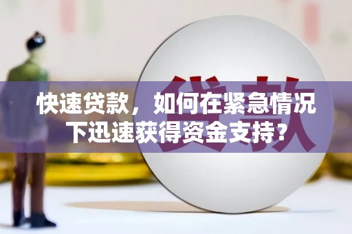 洮南快速贷款，如何在紧急情况下迅速获得资金支持？