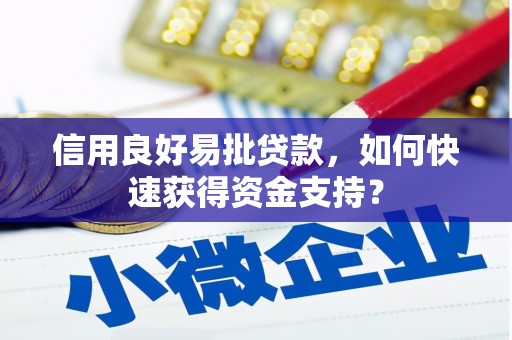 洮南信用良好易批贷款，如何快速获得资金支持？