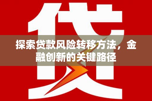 洮南探索贷款风险转移方法，金融创新的关键路径