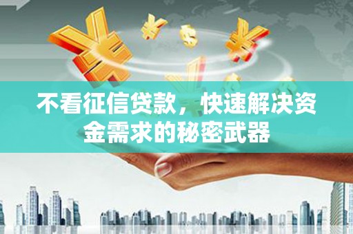 洮南不看征信贷款，快速解决资金需求的秘密武器