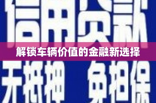 洮南解锁车辆价值的金融新选择
