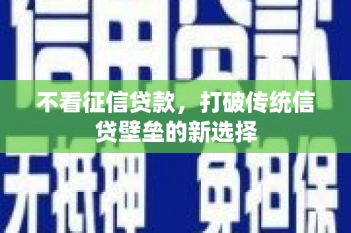 洮南不看征信贷款，打破传统信贷壁垒的新选择