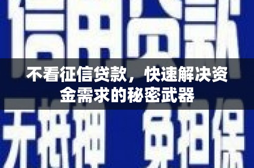 洮南不看征信贷款，快速解决资金需求的秘密武器