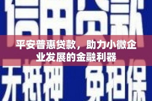 洮南平安普惠贷款，助力小微企业发展的金融利器