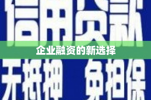 洮南企业融资的新选择