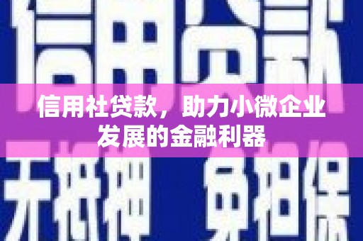 洮南信用社贷款，助力小微企业发展的金融利器