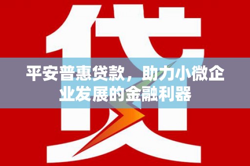洮南平安普惠贷款，助力小微企业发展的金融利器