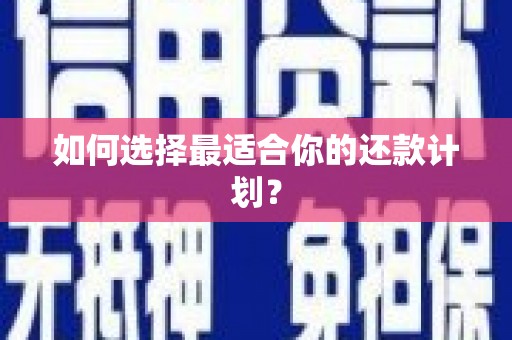 洮南如何选择最适合你的还款计划？
